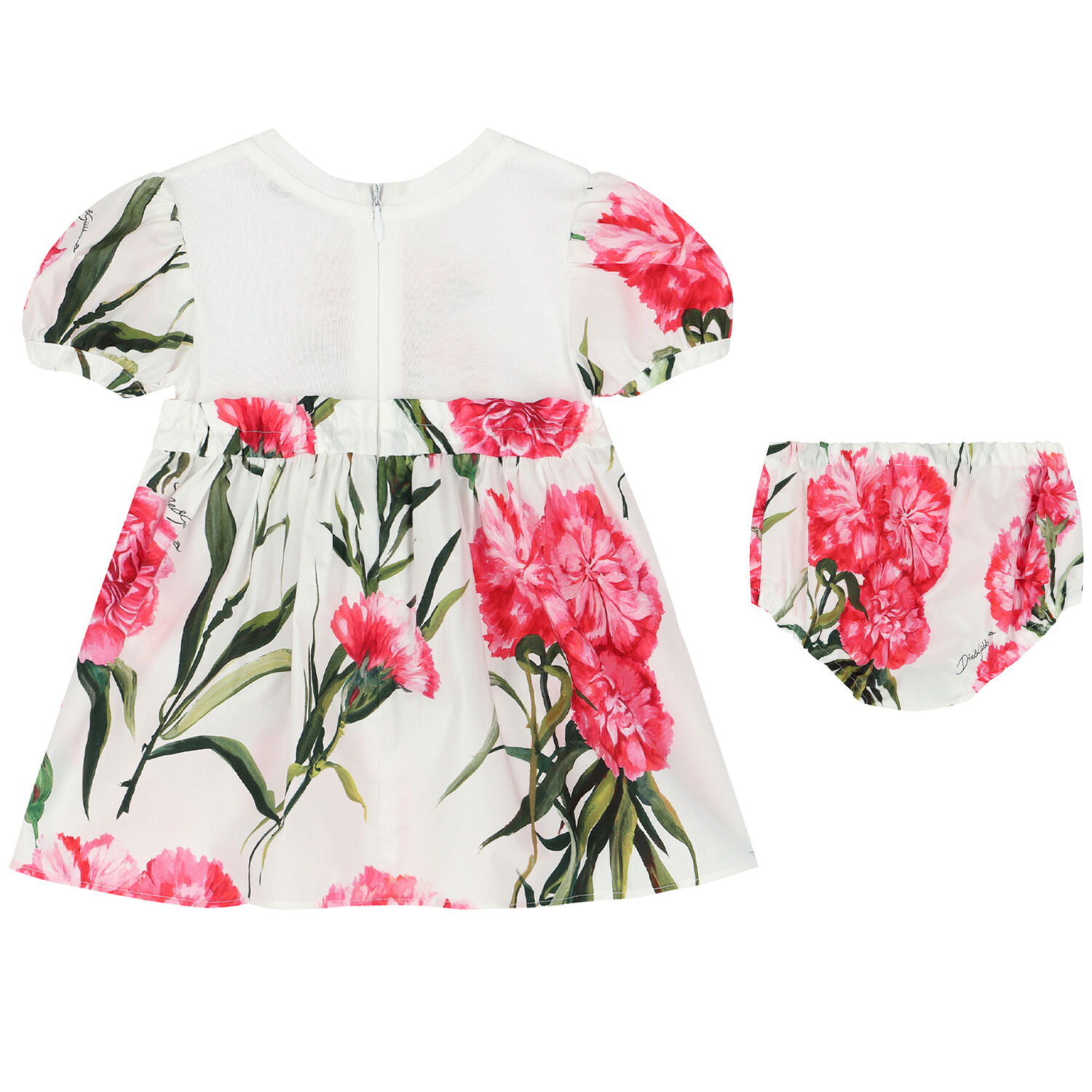 Younger Girls Ivory & Red Floral Dress Set, 1, hi-res