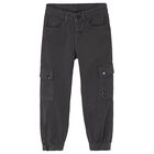 Boys Grey Cargo Trousers, 1, hi-res
