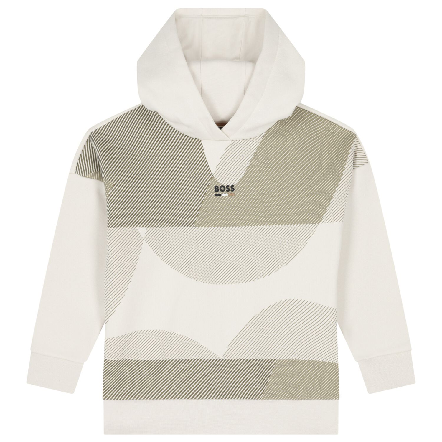 Boys Beige Logo Hooded Top, 1, hi-res