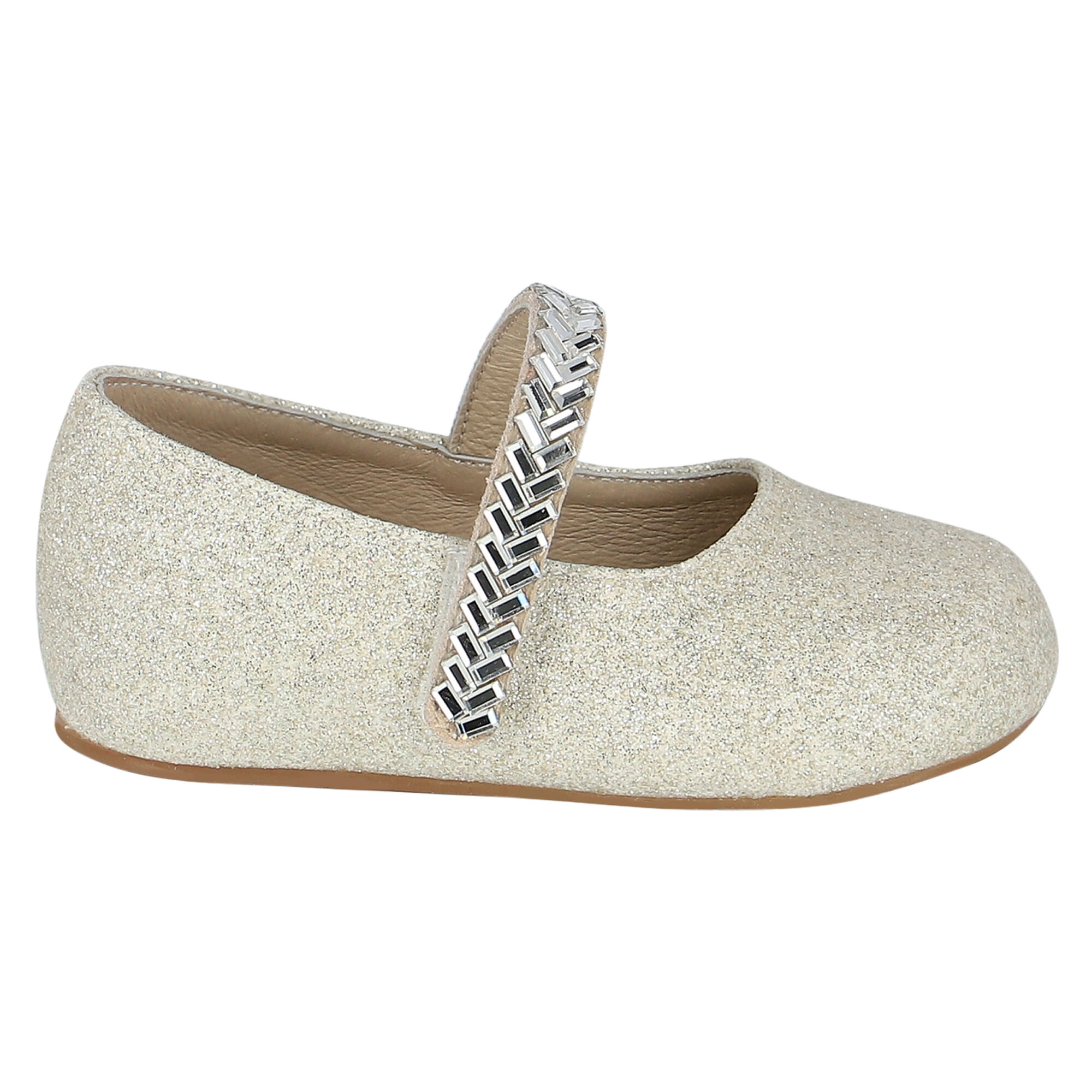 Babywalker Baby Girls Ivory Silver Glitter Shoes Junior Couture UAE