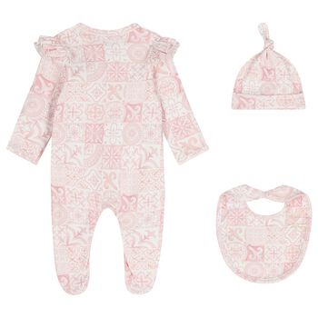 Baby Girls Pink & White Babygrow Gift Set 