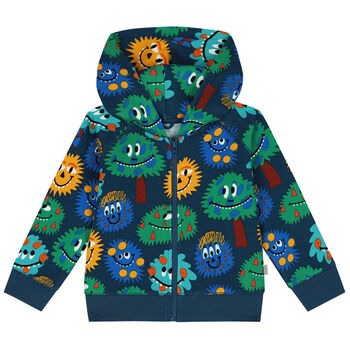 Younger Boys Navy Blue Monsters Zip Up Top