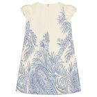 فستان بنات باكمام منفوخه باللون العاجى والازرق , 1, hi-res