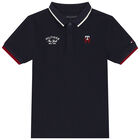 Boys Navy Blue Logo Polo Shirt, 1, hi-res