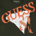 توب أولاد بأكمام بالشعار باللون الأخضر, 1, hi-res