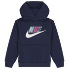 Girls Blue Logo Hooded Top, 2, hi-res