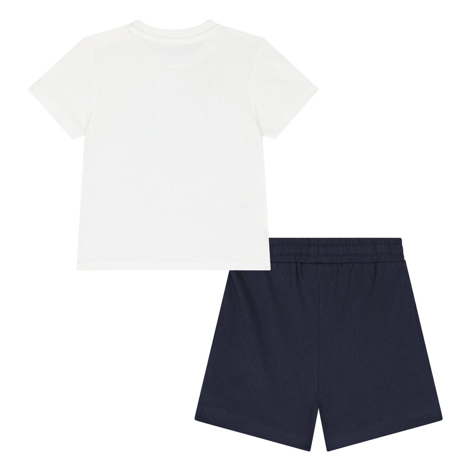 Younger Boys White & Navy Blue Shorts Set, 2, hi-res