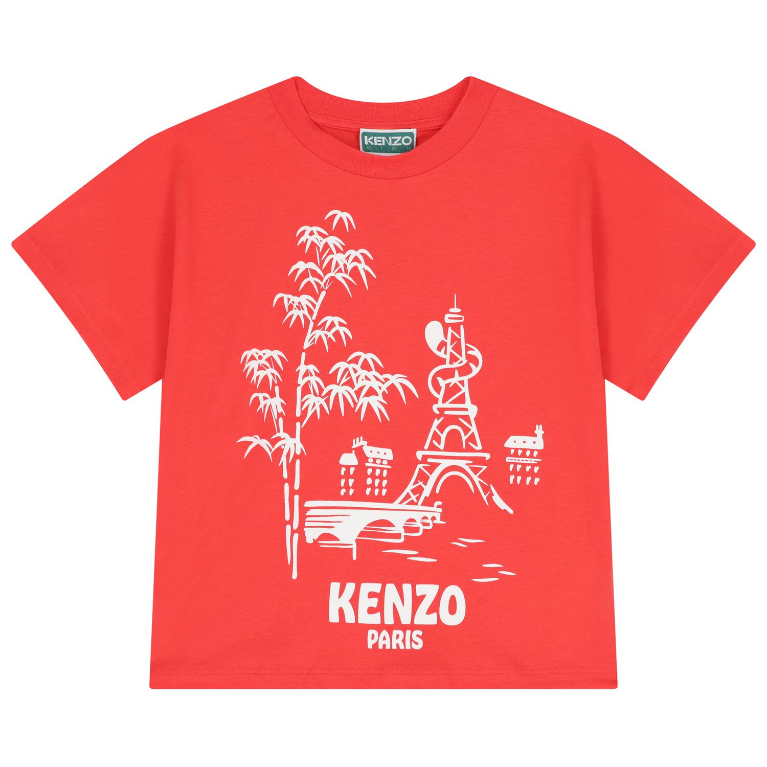 Red Eiffel Tower & Tiger Tail Logo T-Shirt, 1, hi-res