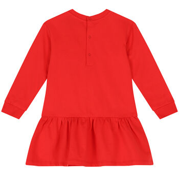 Younger Girls Red Teddy Bear Logo Dress
