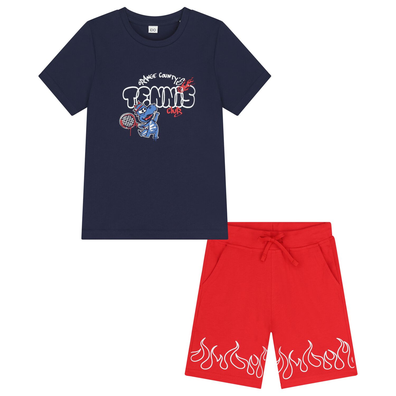 Boys Navy Blue & Red Shorts Set, 2, hi-res