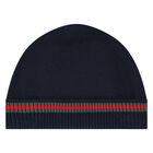 Baby Boys Navy Blue Web Stripe Romper & Hat Set, 1, hi-res