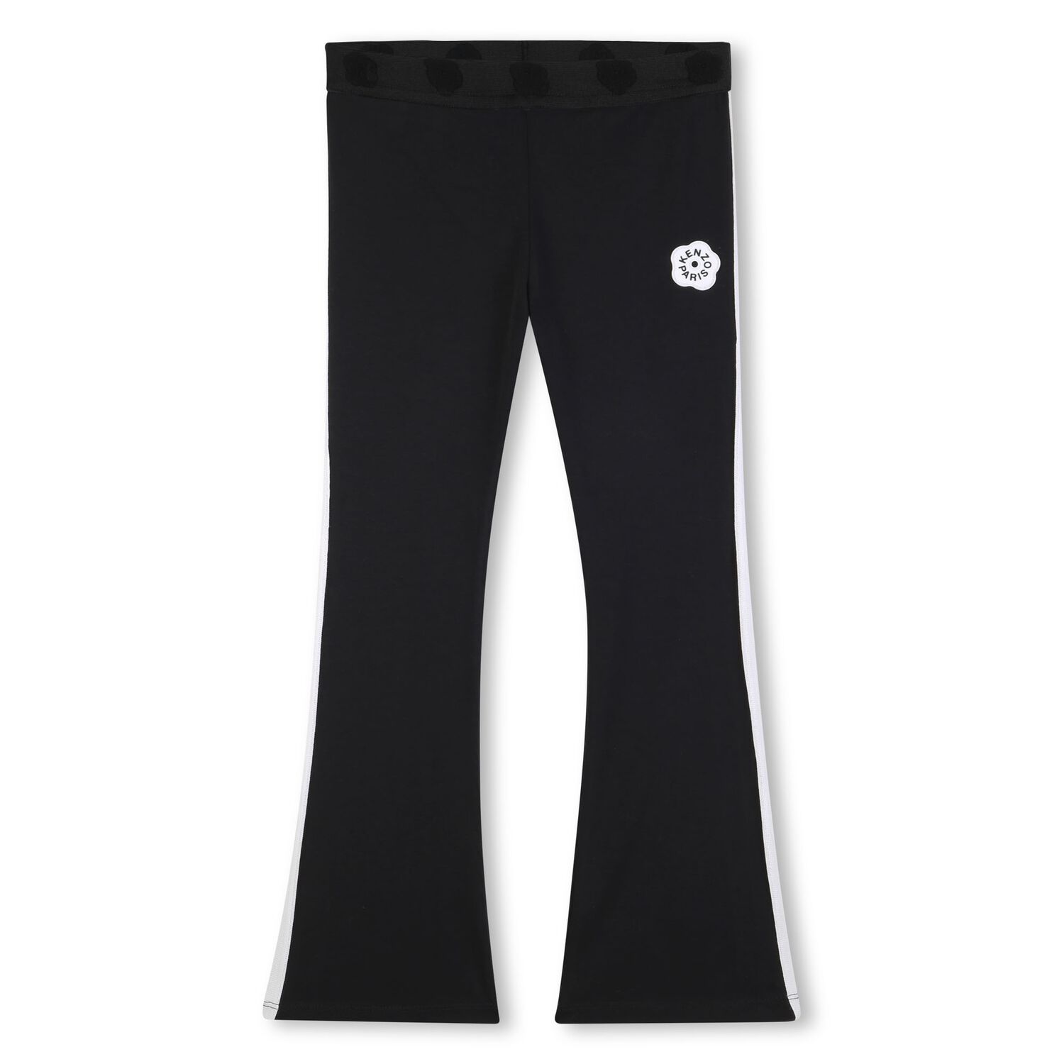Girls Black Flower Logo Leggings, 1, hi-res