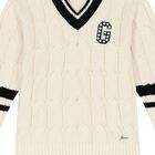 كنزة بنات منسوجة بالشعار باللون العاجي, 1, hi-res