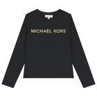 جاكيت بنات باللون الاسود بأكمام طويلة وشعار, 1, hi-res