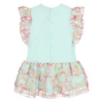 Younger Girls Green Bag Logo Dress