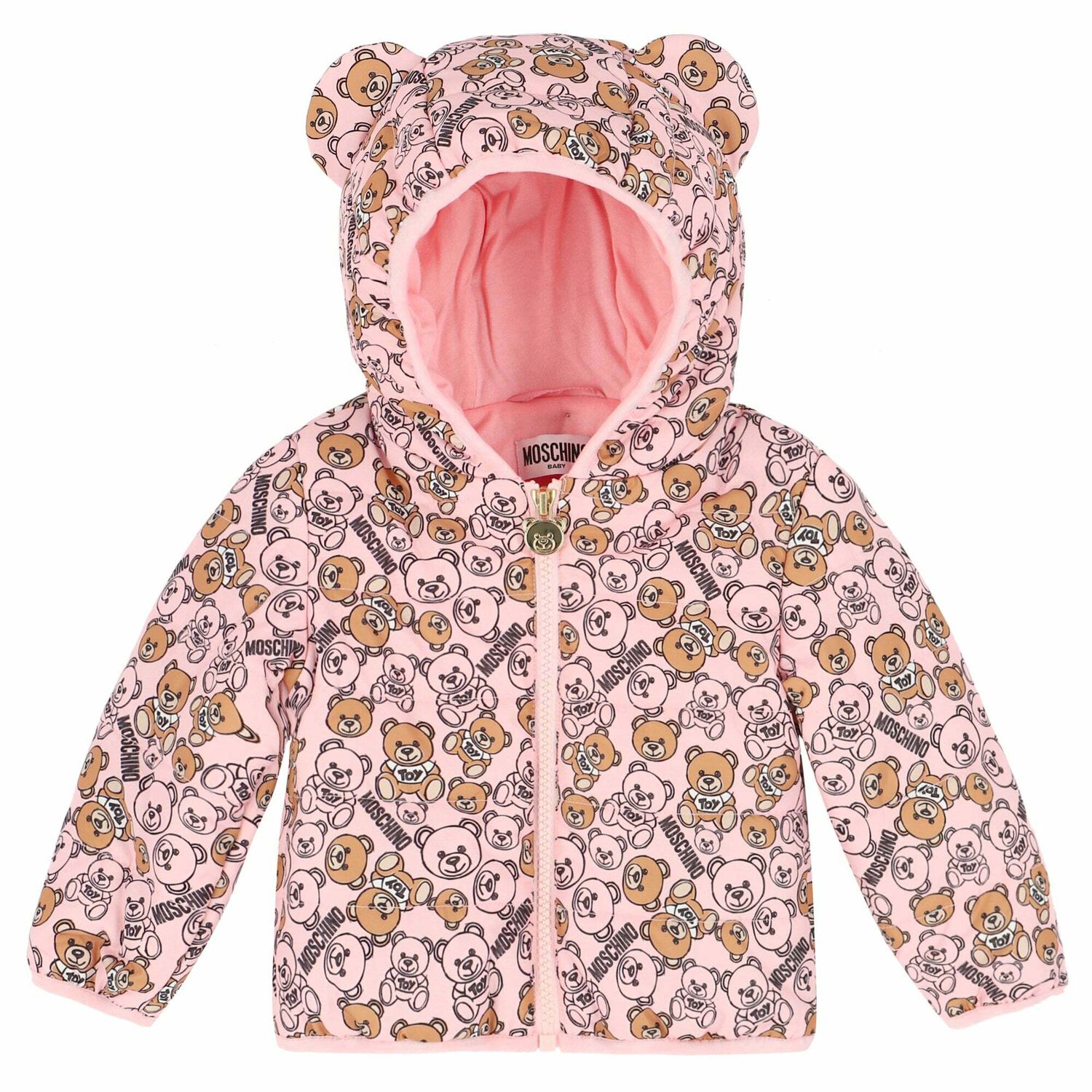 Baby Girls Pink Teddy Logo Jacket, 1, hi-res image number null