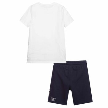 Boys Navy Blue & White Shorts & T-Shirt Set