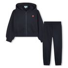 بدله رياضيه للبنات بطبعه زهور باللون الكحلى , 1, hi-res