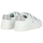 Girls White & Silver Logo Trainers, 1, hi-res