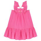 Girls Pink Bow Dress, 2, hi-res
