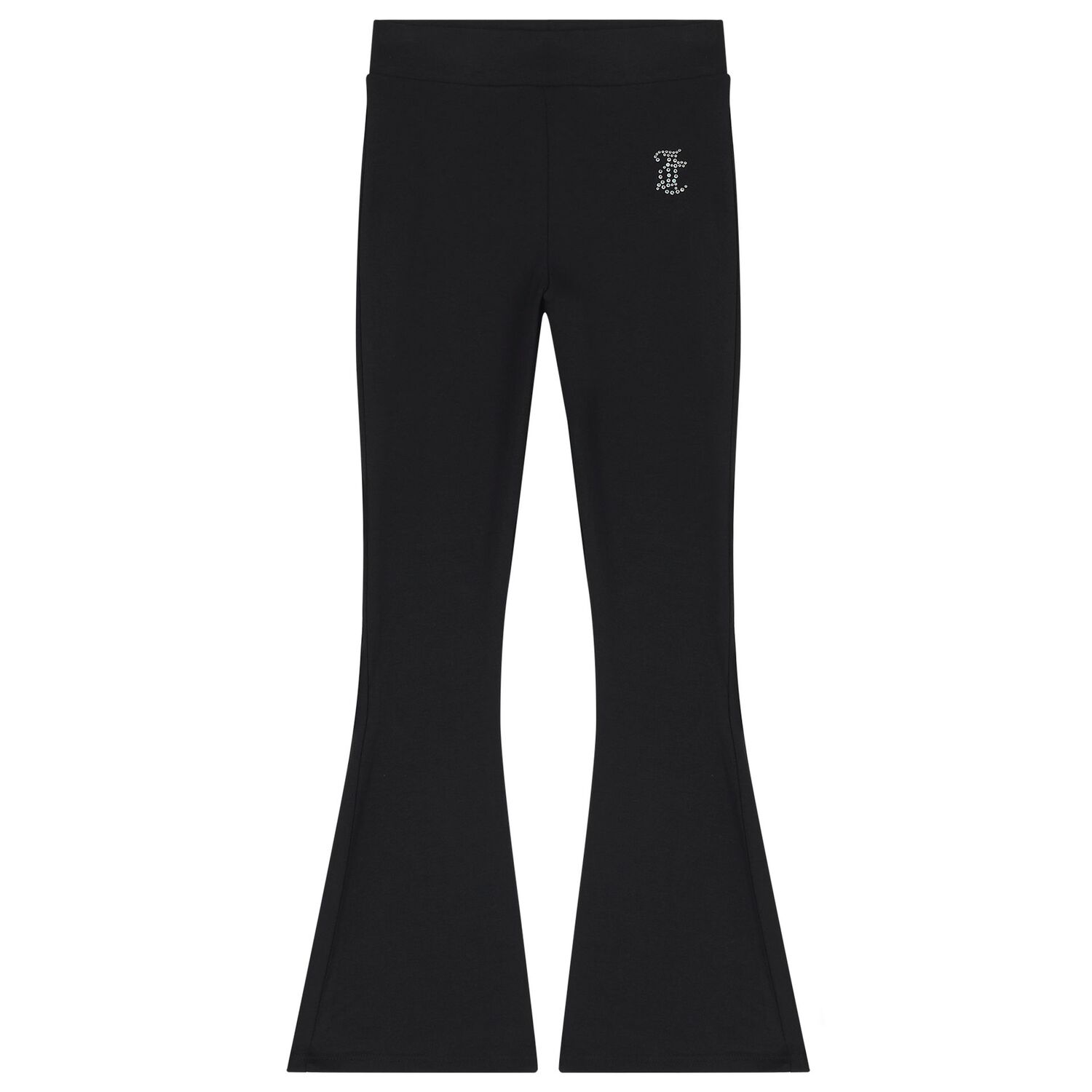 Girls Black Diamante Logo & Flared Leggings Set, 1, hi-res