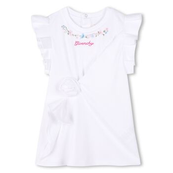 Younger Girls White Logo Dress