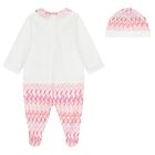 Baby Girls White & Pink Logo Zig Zag Babygrow Gift Set, 1, hi-res