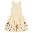 Girls Yellow Macarons Dress, 1, hi-res