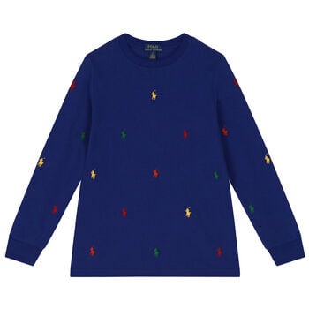 Boys Blue Logo Long Sleeve Top