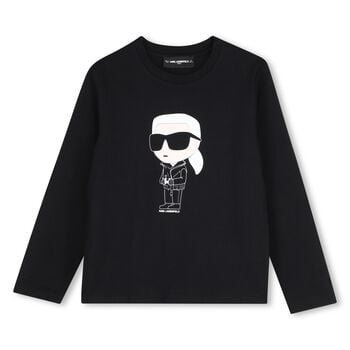 Boys Black Ikonik Karl Long Sleeve Top
