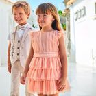 فستان بنات تول مطرز باللون الوردي, 1, hi-res