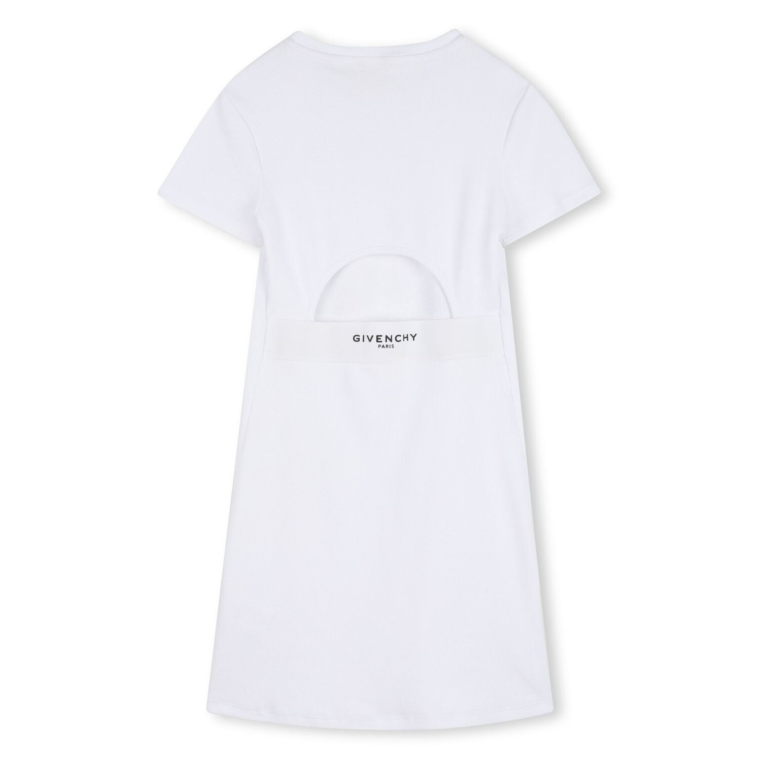 Girls White Logo Ribbed Dress, 1, hi-res