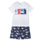 Boys White & Navy Shorts Set, 2, hi-res