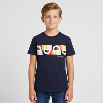 Boys Navy Blue Logo T-Shirt