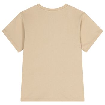 Boys Beige Teddy Bear Logo T-Shirt