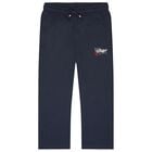 Boys Navy Blue Logo Joggers, 1, hi-res