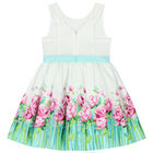 Girls White & Green Floral Dress, 1, hi-res