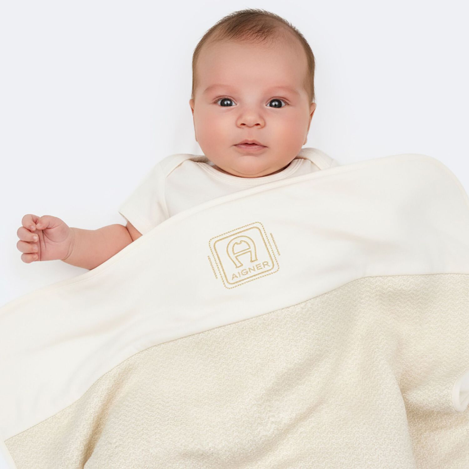 Ivory & Gold Logo Baby Blanket, 1, hi-res