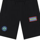 Boys White & Black Teddy Bear Logo Shorts Set, 1, hi-res