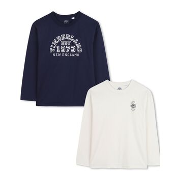 Boys Navy Blue & White Long Sleeve Top ( 2-Pack )