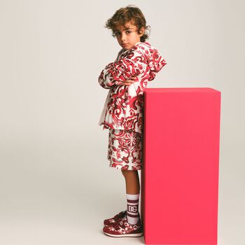 Boys White & Red Majolica Shorts