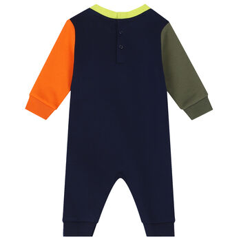 Baby Boys Navy Blue Polo Bear Romper