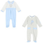 Boys Blue & Grey Babygrows (2 Pack), 2, hi-res