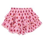 Girls Pink Heart Ruffled Shorts, 1, hi-res