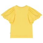 Girls Yellow Broderie Anglaise Top, 1, hi-res