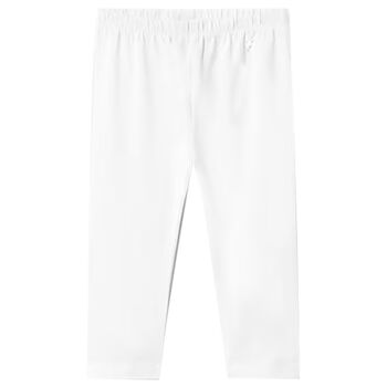 Younger Girls White Logo Leggings