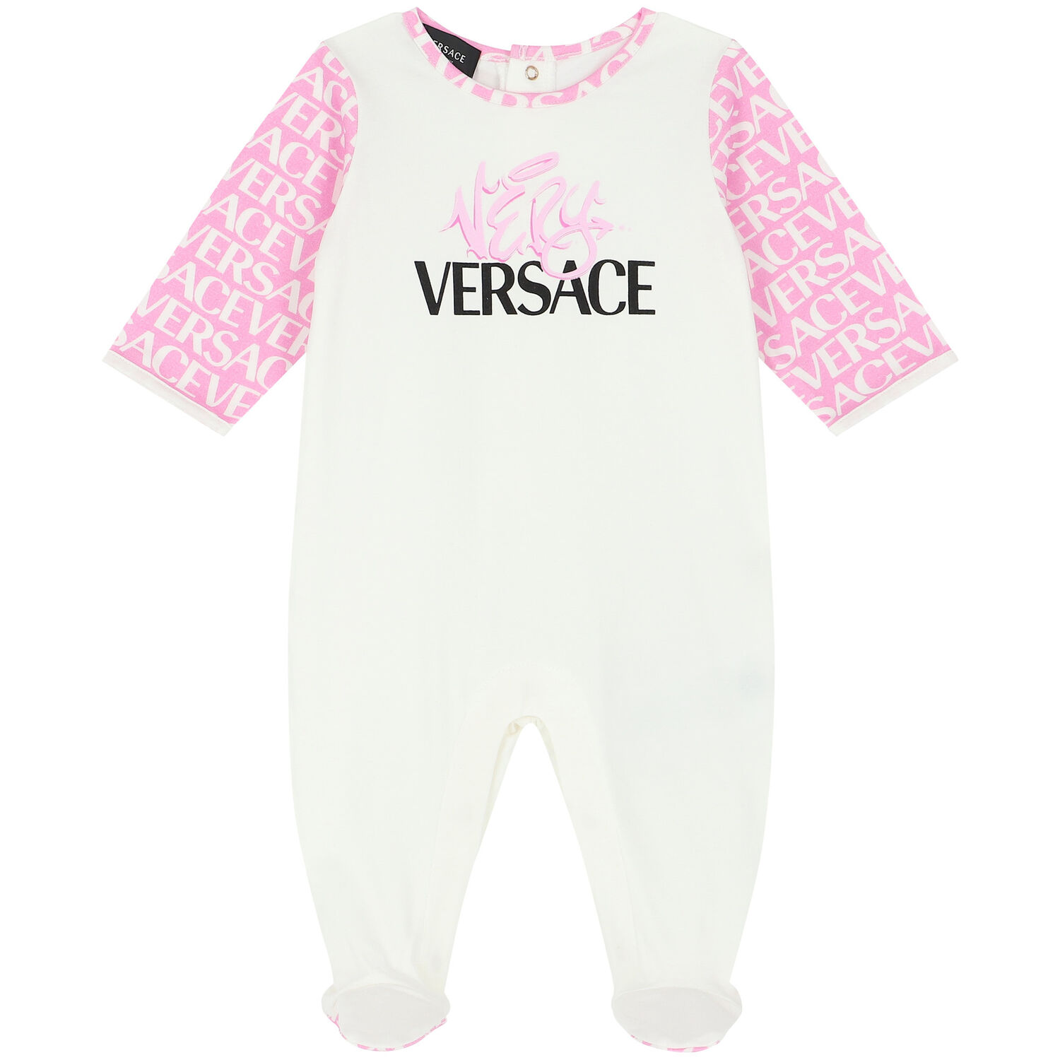 Baby Girls Ivory & Pink Logo Babygrow Set, 1, hi-res image number null