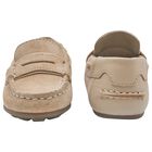 Younger Boys Beige Suede Leather Moccasins, 1, hi-res