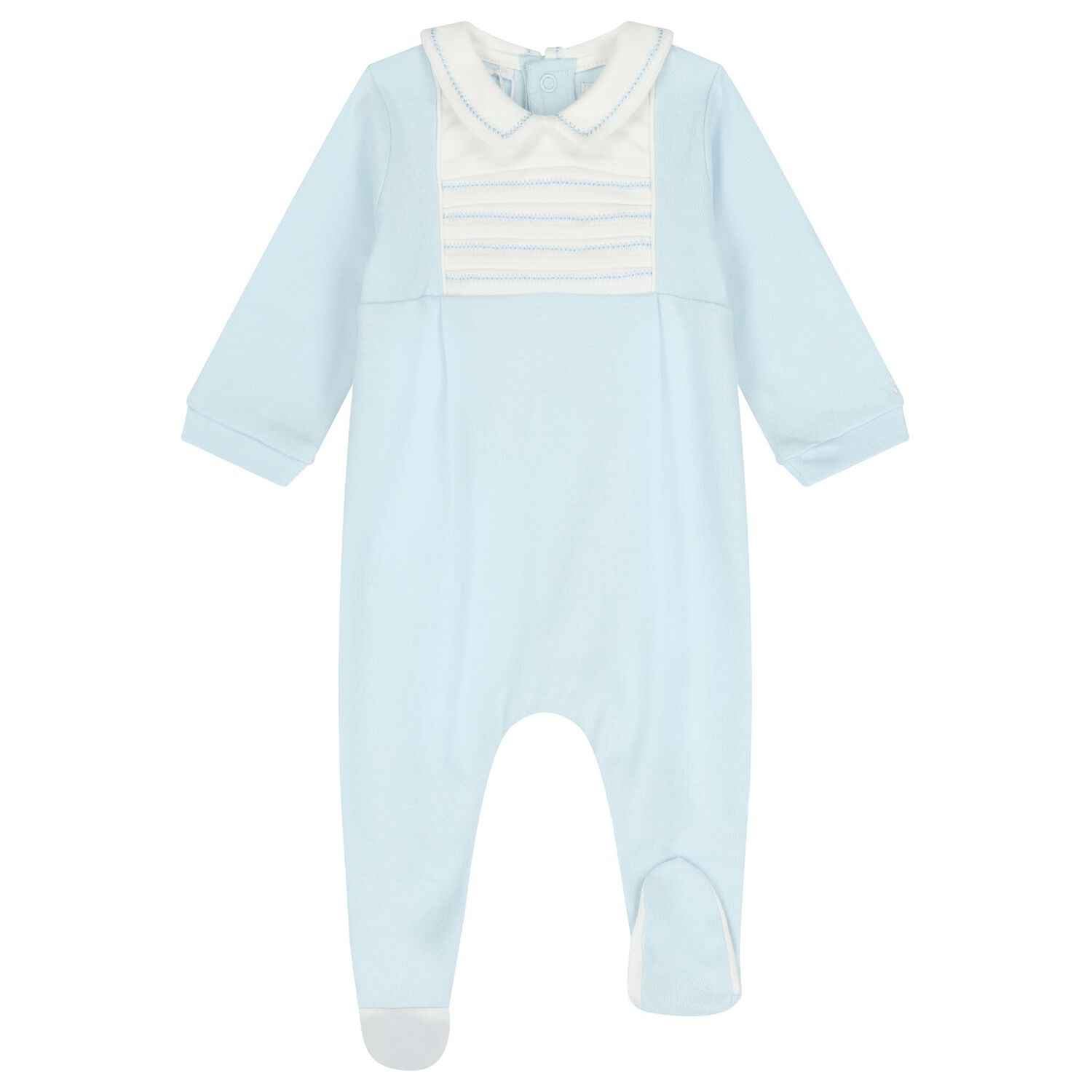 Baby Boys White & Blue Babygrow, 1, hi-res image number null