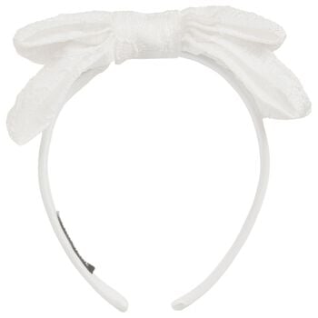 Girls White Bow Headband